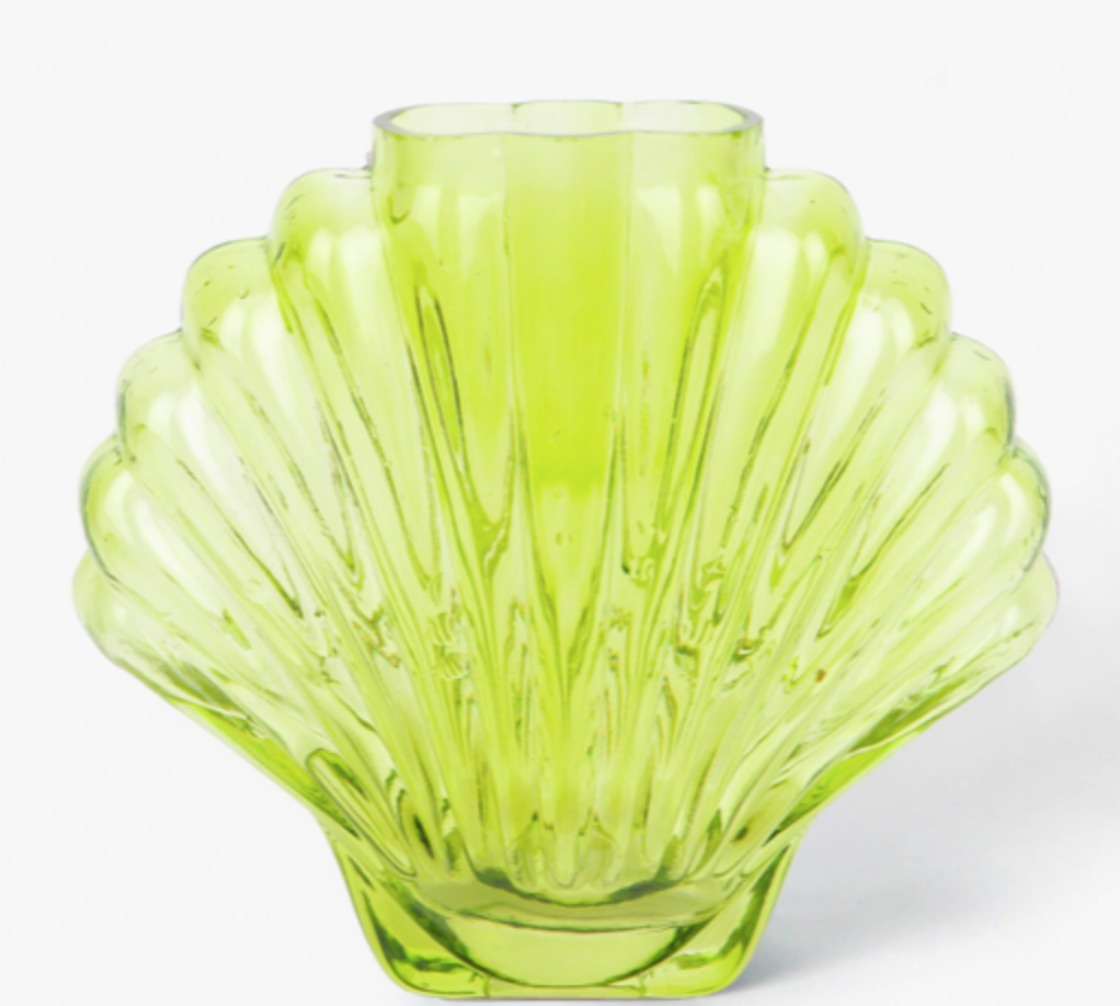 VASE SHELL MUSCHEL TRANSPARENT GRÜN