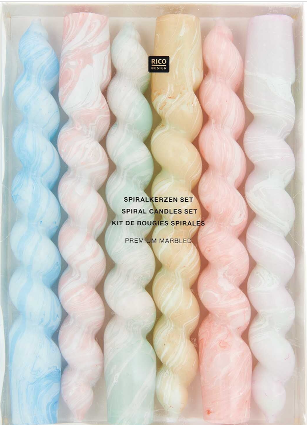 SPIRALKERZENSET 6ER PREMIUM MARBLED