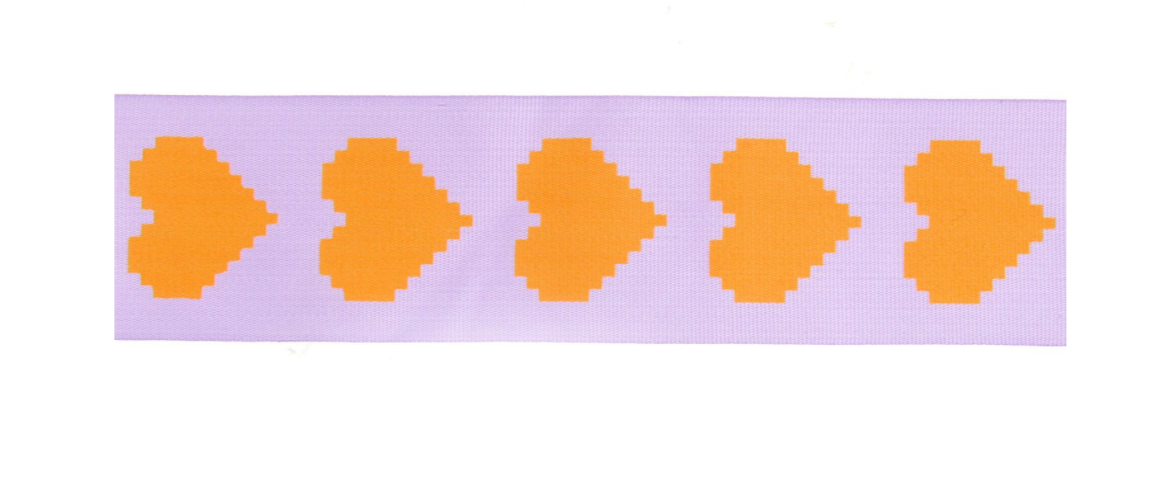 GESCHENKBAND PIXEL HERZEN LILA