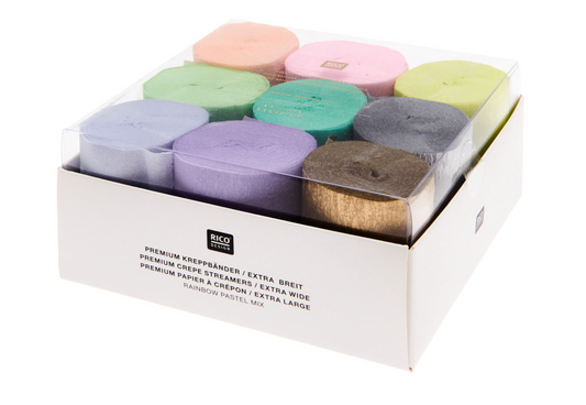 KREPPBÄNDER EXTRA BREIT REGENBOGEN PASTELL