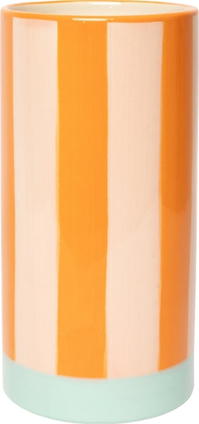 VASE MIT STREIFEN ORANGE/ROSA/MINZE 20cm