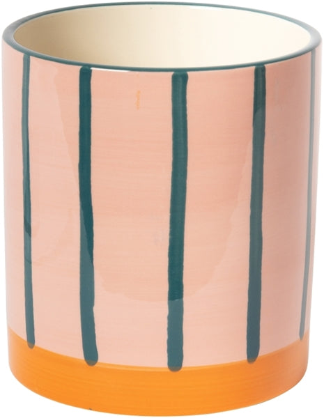 BLUMENTOPF STREIFEN ORANGE/PINK/PETROL 11cm