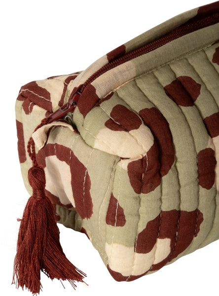KOSMETIKTASCHE KLEIN LEOPARD VERTE/BRAUN