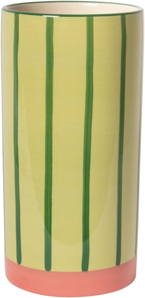 VASE MIT STREIFEN GRÜN/ROSA 20cm
