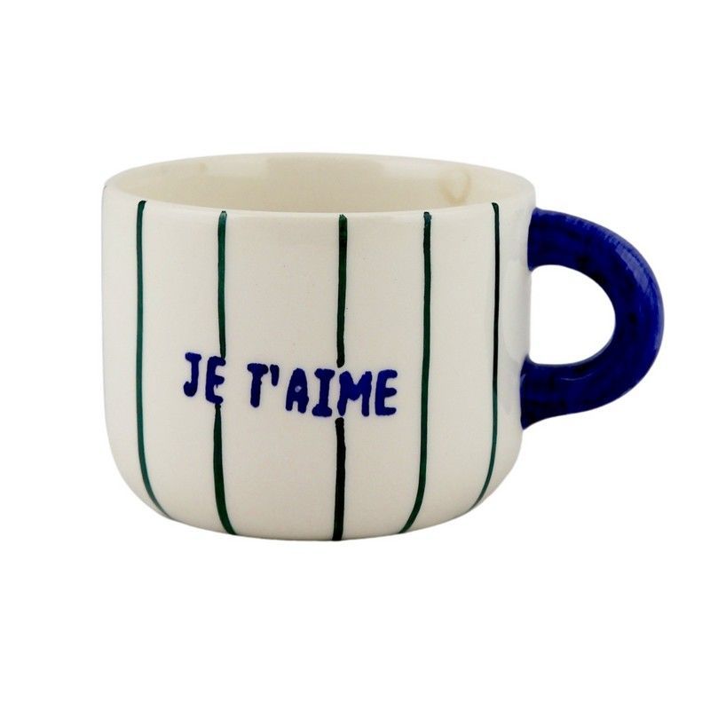 KAFFETASSE JE T’AIME GESTREIFT