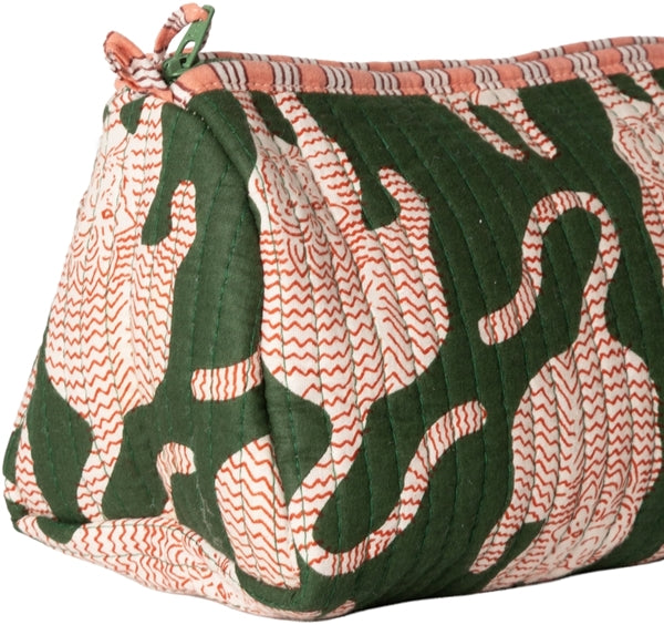 KOSMETIKTASCHE ARTISAN TIGER GRÜN/ROSA 10x18