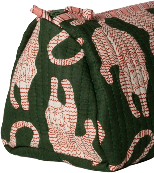 KOSMETIKTASCHE ARTISAN TIGER GRÜN/ROSA 12X20
