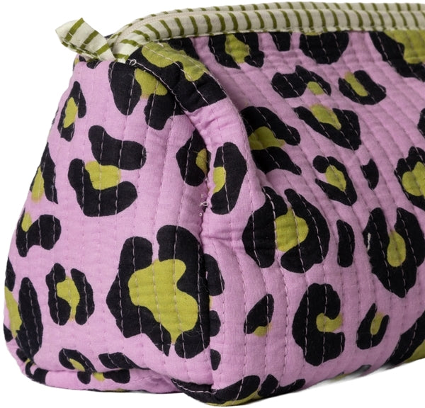 KOSMETIKTASCHE ARTISAN LEOPARD VIOLETT/GRÜN 10x18