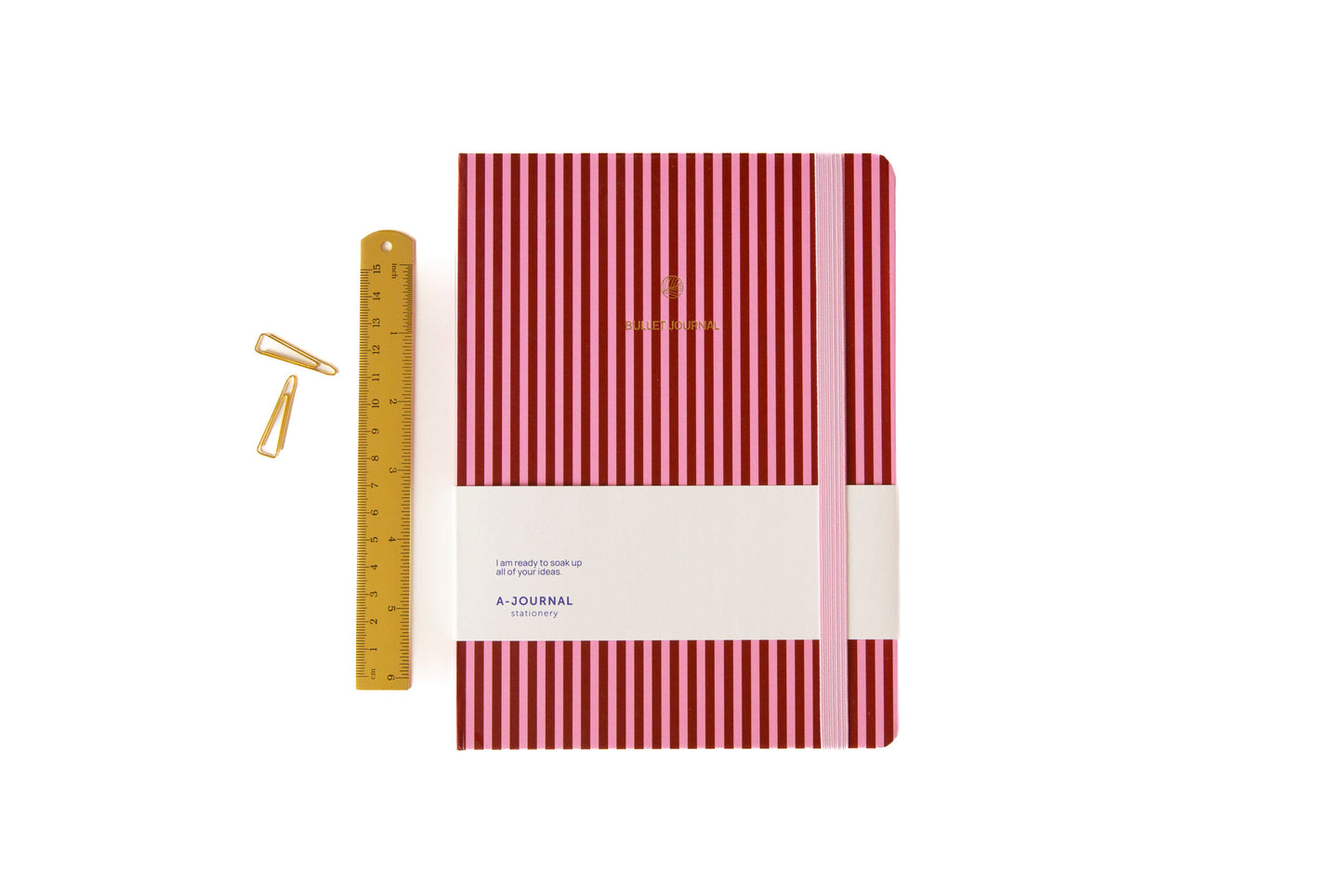 NOTIZBUCH BULLET JOURNAL GESTREIFT ROSAROT