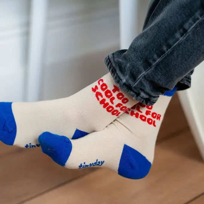 SOCKEN TOO COOL FOR SCHOOL BEIGE BLAU ROT GRÖSSE 27-30