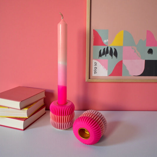 KERZENHALTER ZWEISEITIG TRILUMA NEONROSA