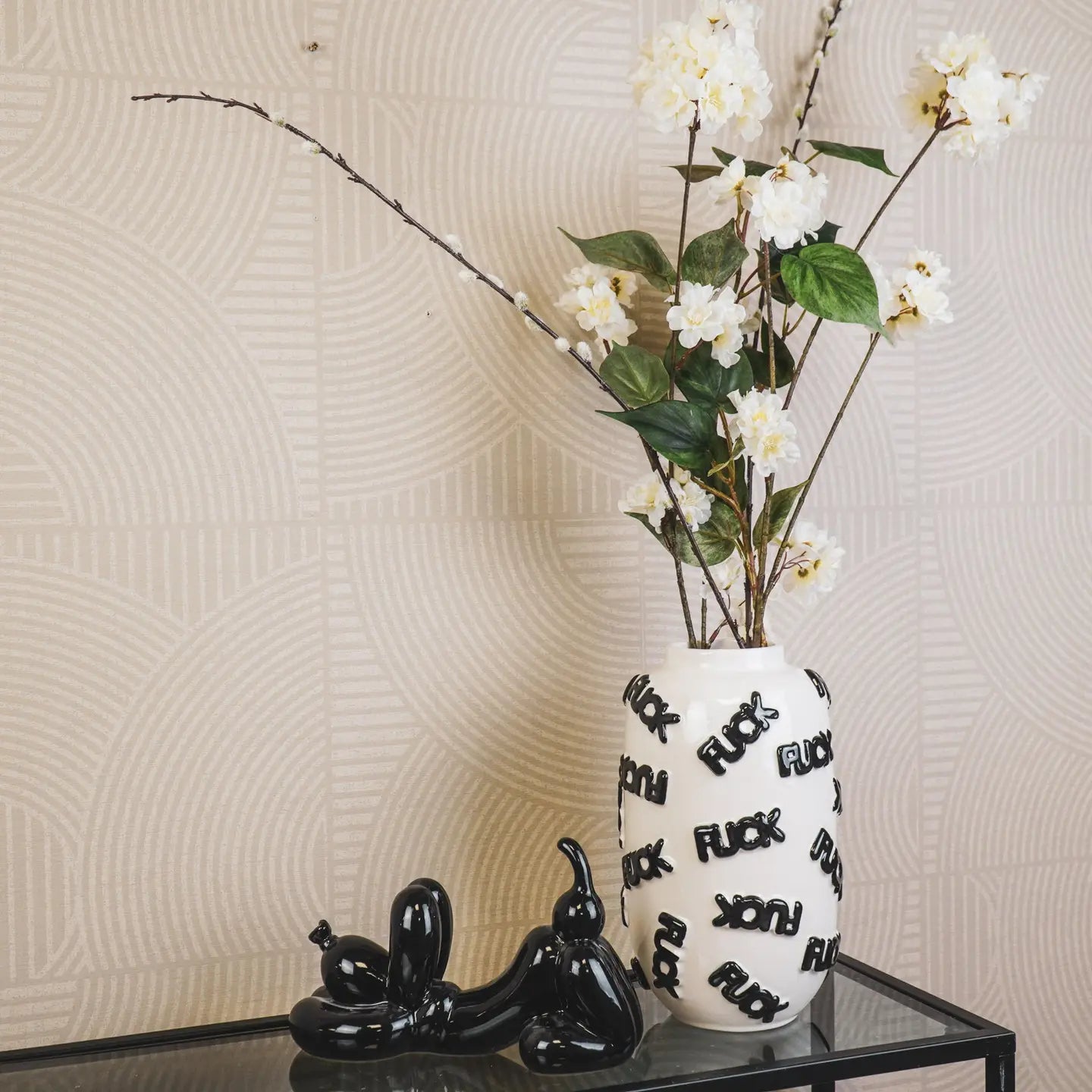 VASE FUCK SCHWARZ WEISS