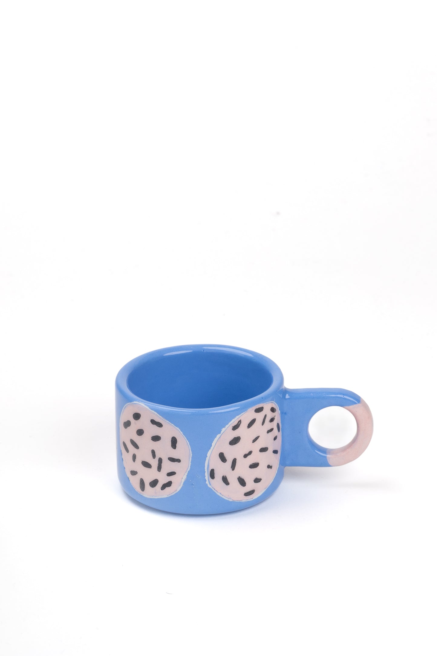 TASSE MIT HENKEL BLAU ROSA MEDIUM