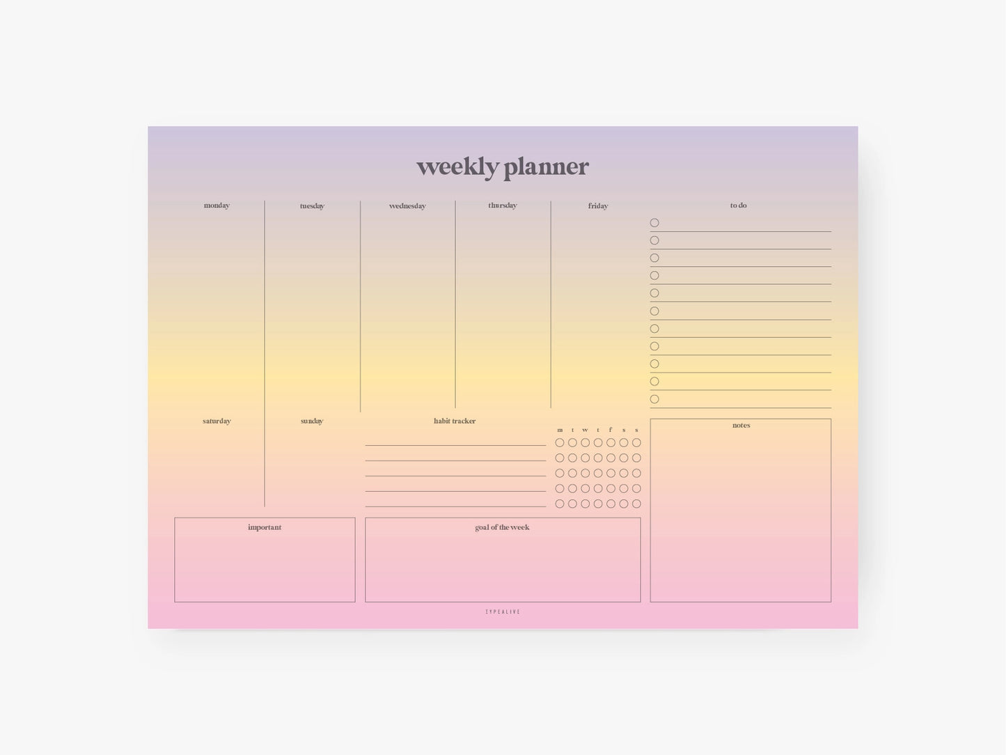 WOCHENPLANER SUNSET