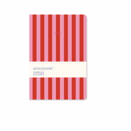 NOTIZBUCH 3 SET LINIERT SOFTCOVER GESTREIFT PINKT ROT GRÜN