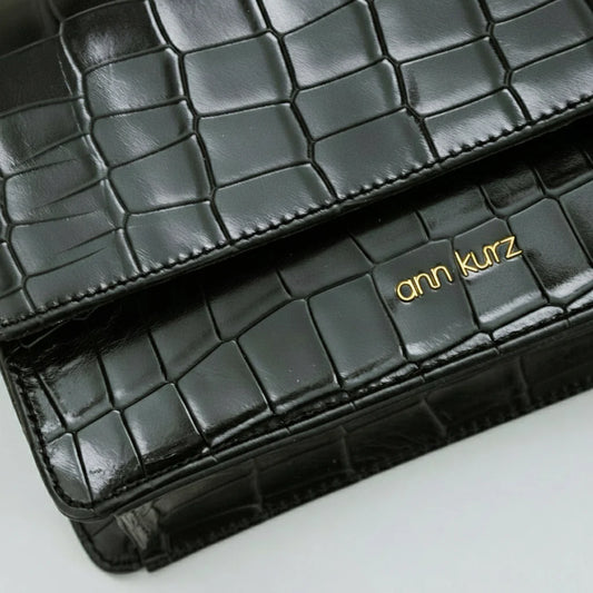 TASCHE PERFECT SQUARE - KROKO PRINT SCHWARZ