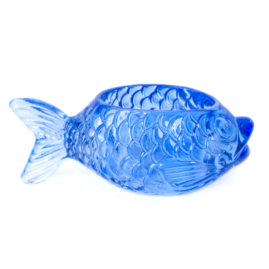 SCHÜSSELCHEN FISCH GLAS BLAU