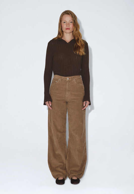 DONNA HIGH RELAXED - WASHED KHAKI CORD