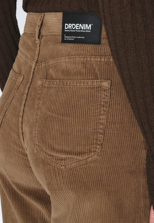DONNA HIGH RELAXED - WASHED KHAKI CORD