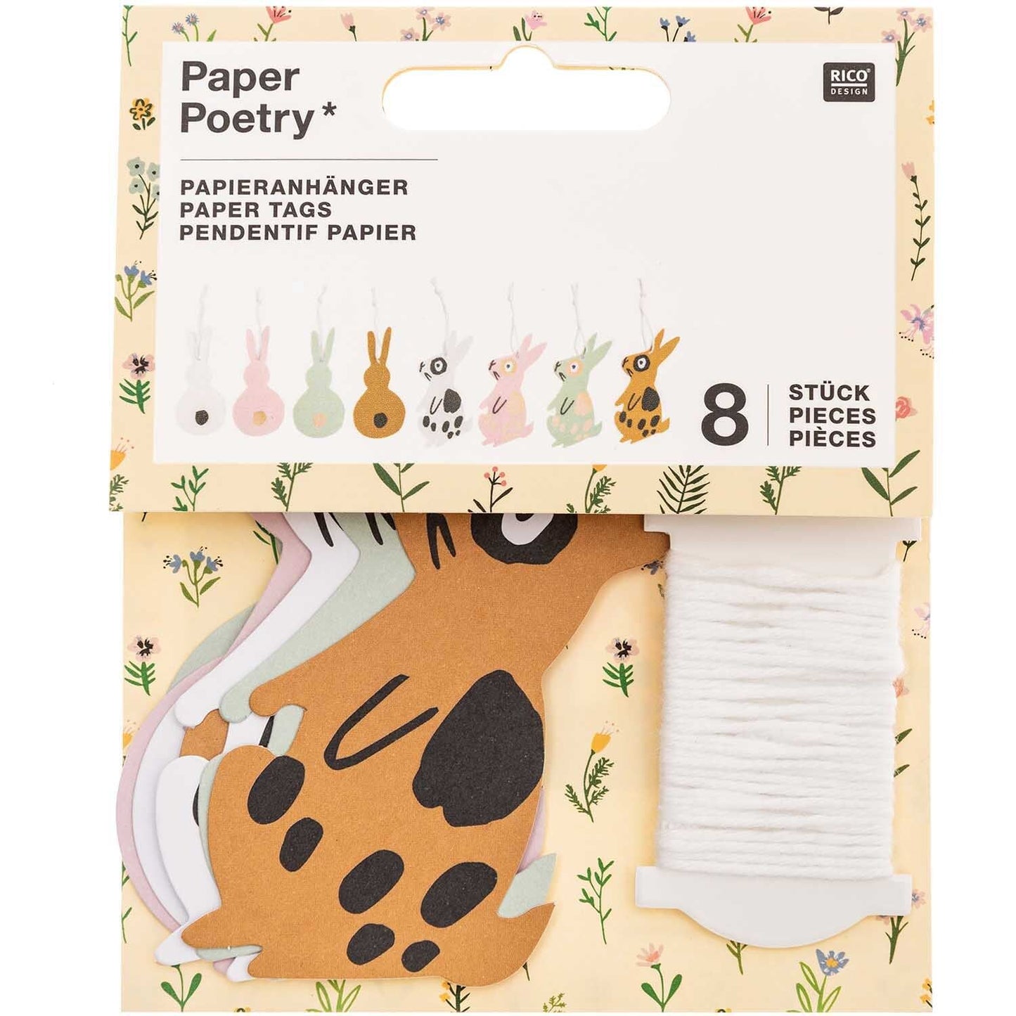 PAPER POETRY PAPIERANHÄNGER Bunny Hop Hasen 8 Stk