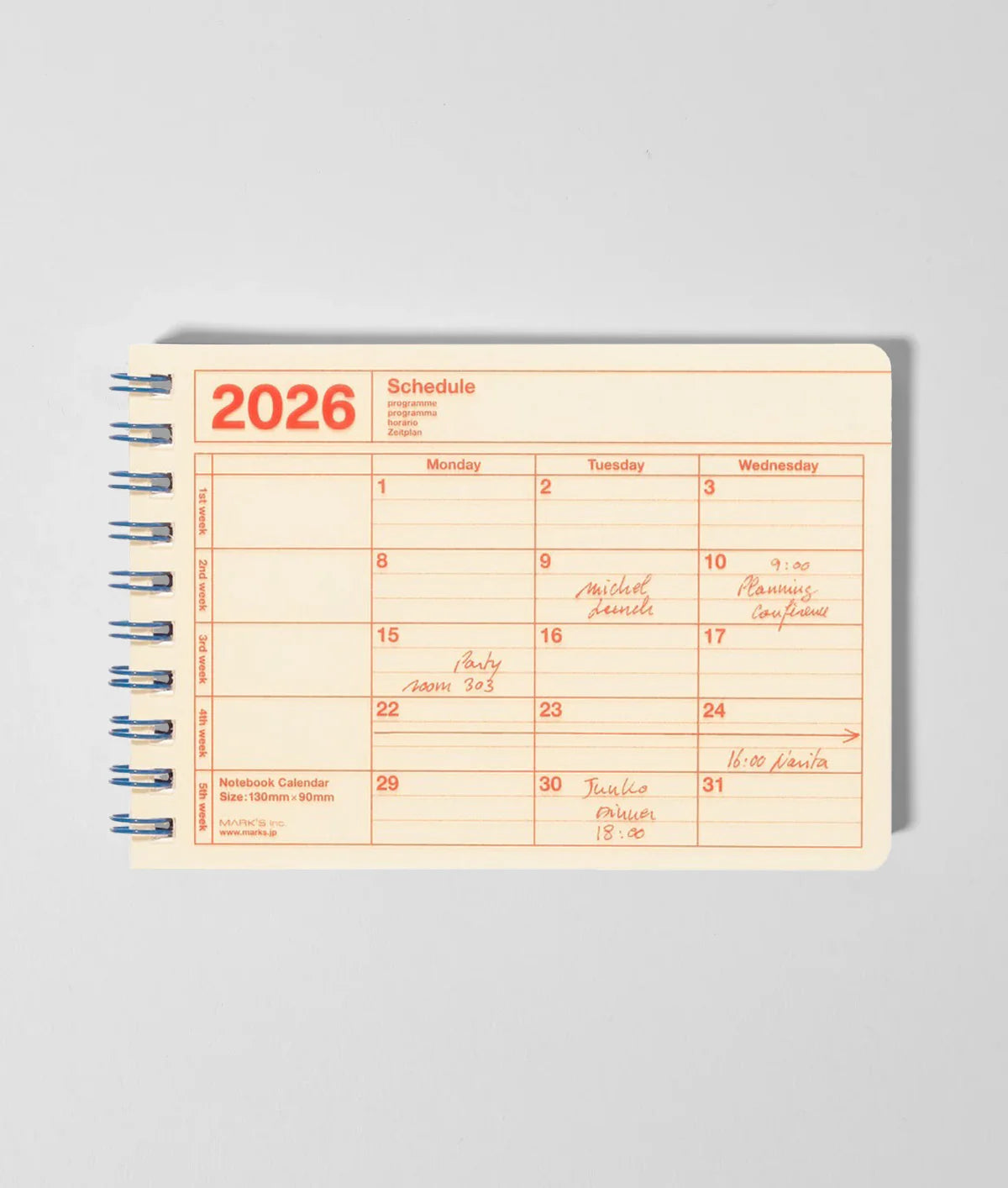 NOTEBOOK CALENDAR 2026 BEIGE XS