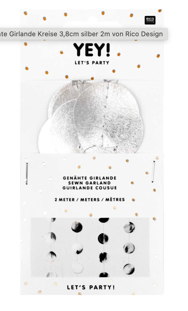 GENÄHTE GIRLANDE SILBER