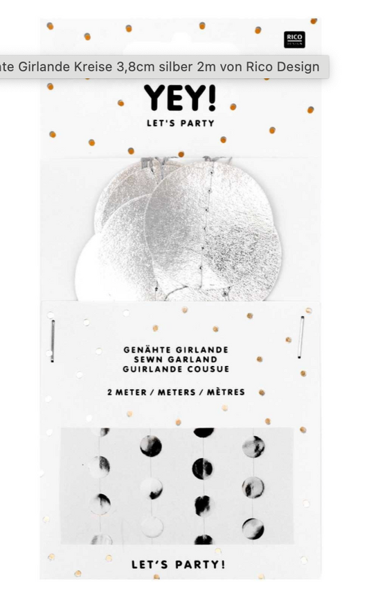 GENÄHTE GIRLANDE SILBER