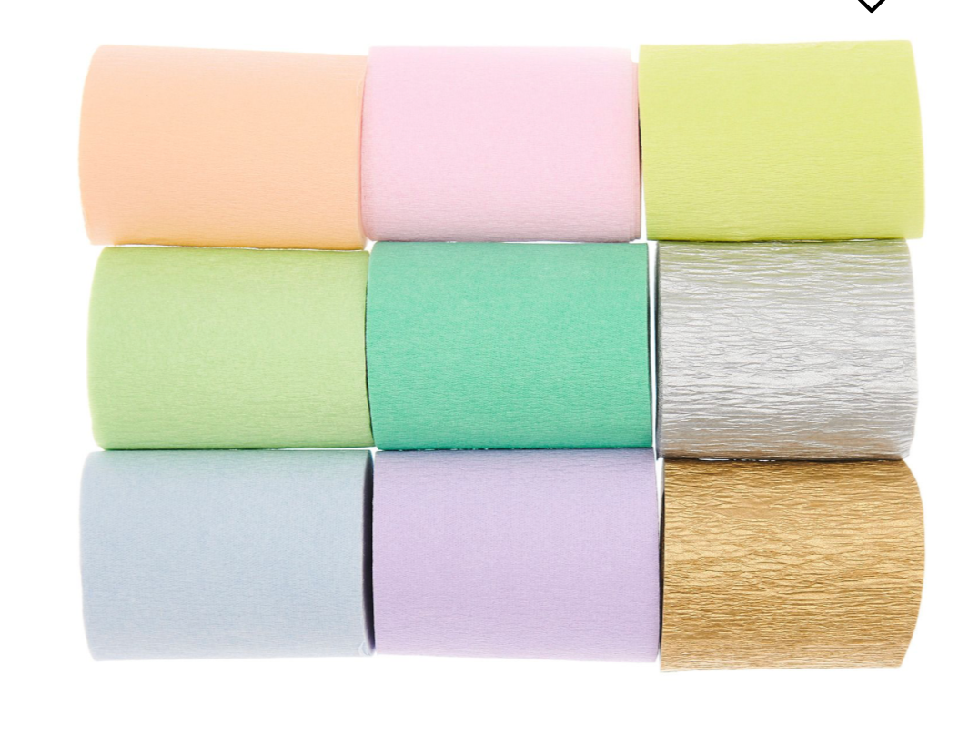 KREPPBÄNDER EXTRA BREIT REGENBOGEN PASTELL