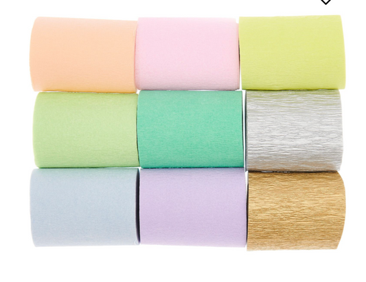 KREPPBÄNDER EXTRA BREIT REGENBOGEN PASTELL