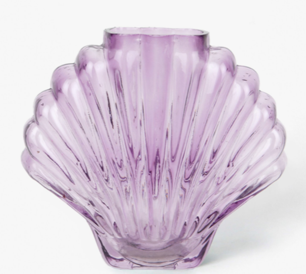VASE SHELL MUSCHEL TRANSPARENT LILA