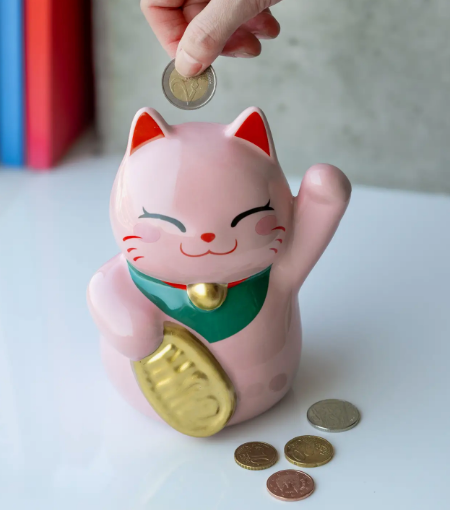 SPARDOSE GLÜCKSKATZE LUCKYCAT ROSA