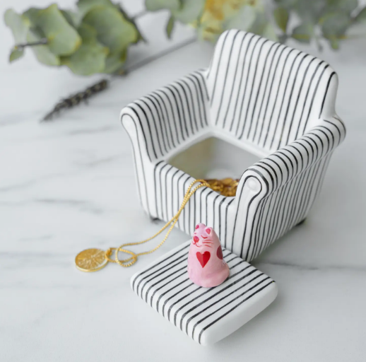 SCHMUCKBEHÄLTER KATZE SOFA KERAMIK