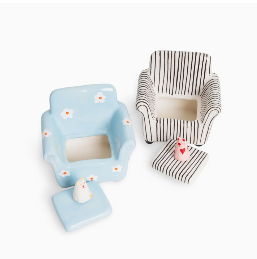 SCHMUCKBEHÄLTER KATZE SOFA KERAMIK
