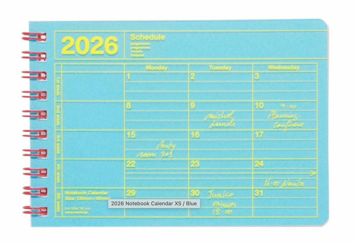 NOTEBOOK CALENDAR 2026 HELLBLAU XS