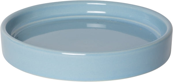 BLUMENTOPF MIT UNTERSETZER LINIEN BLAU 15,5cm