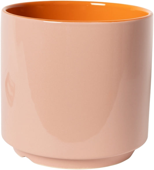 BLUMENTOPF MIT UNTERSETZER ORANGE/PINK/PETROL 18cm