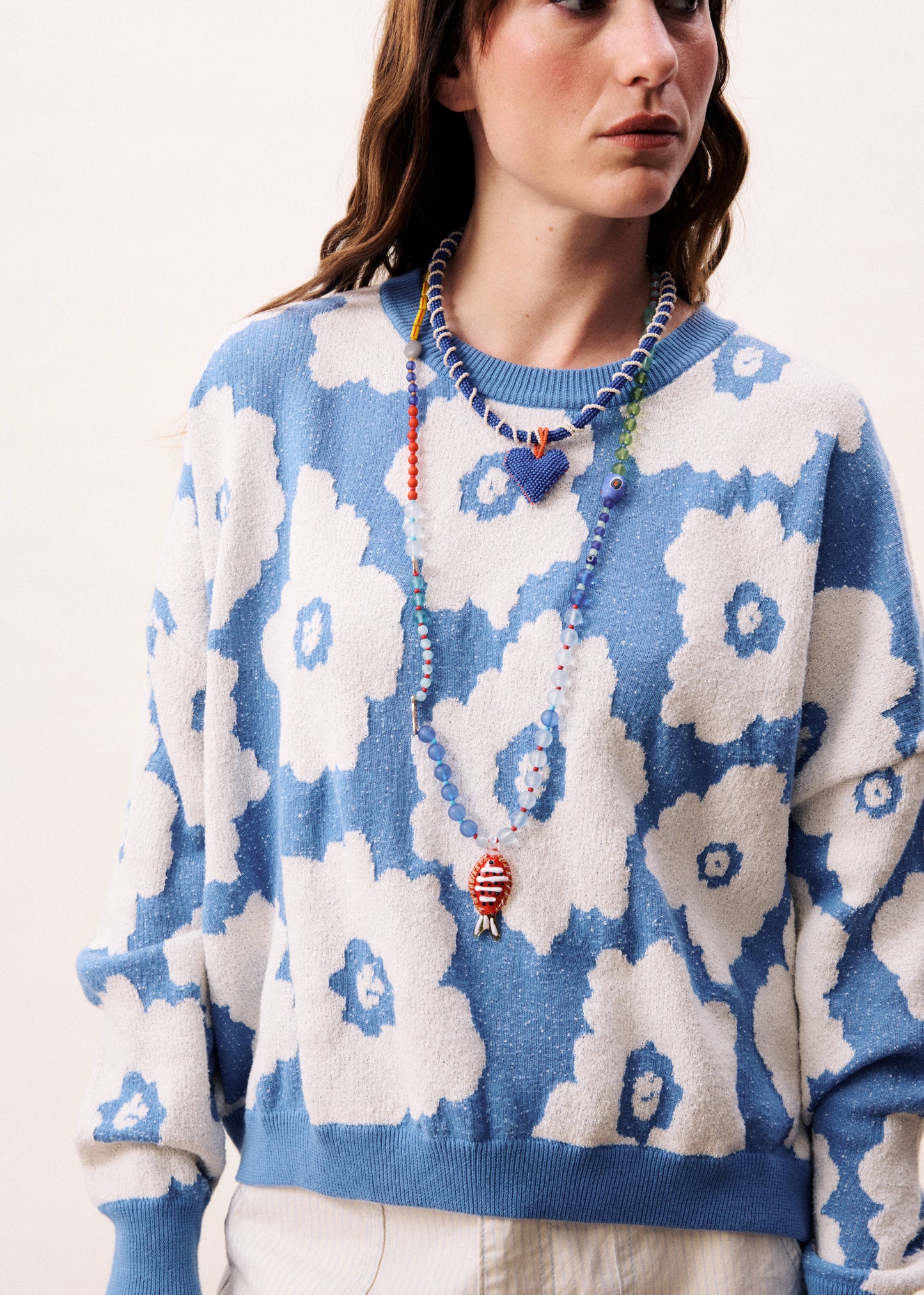 PULLOVER DULSE BLUMEN BLEU