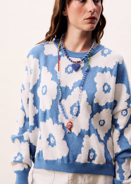 PULLOVER DULSE BLUMEN BLEU