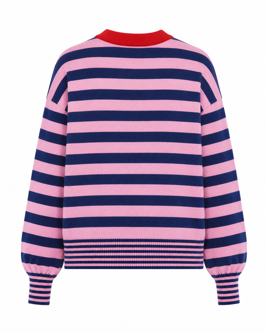 PULLOVER GESTREIFT ROSA