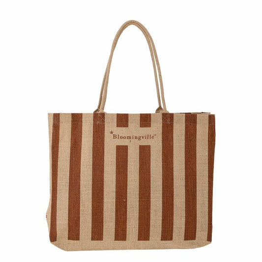 TASCHE BERGAMO JUTE STREIFEN