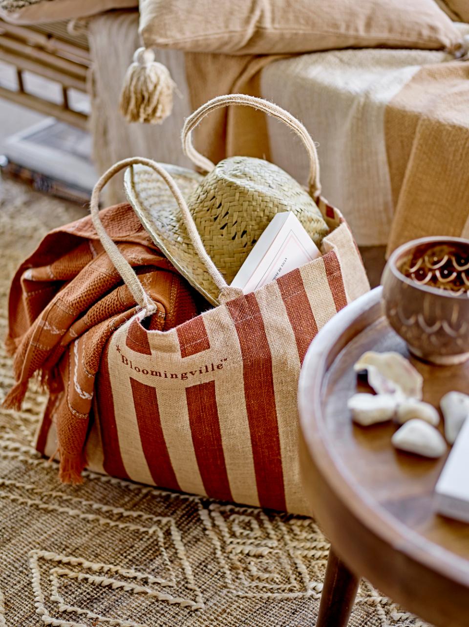 TASCHE BERGAMO JUTE STREIFEN