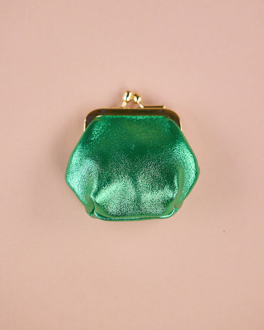 RUNDER GELDBEUTEL GRÜN METALLIC