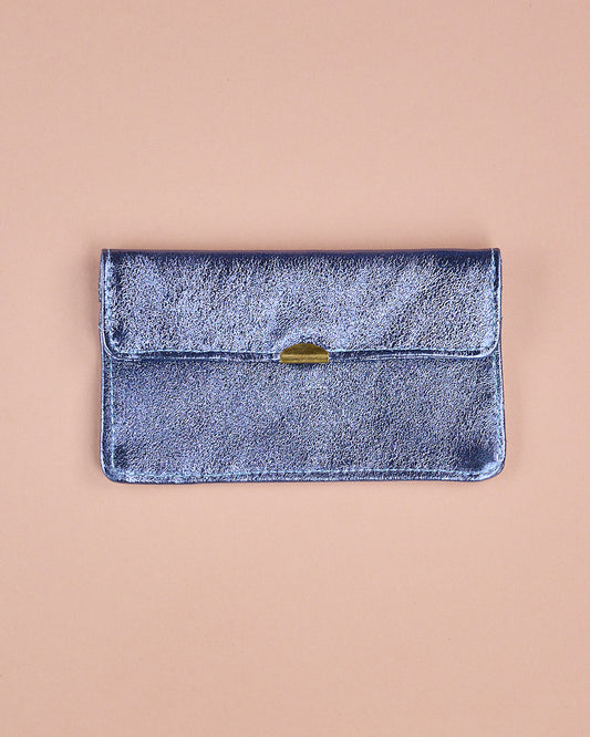 GELDBEUTEL KOMPAKT METALLIC BLAU