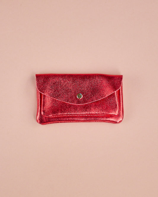 GROSSER GELDBEUTEL METALLIC ROT