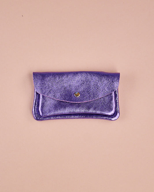 GROSSER GELDBEUTEL METALLIC LILA
