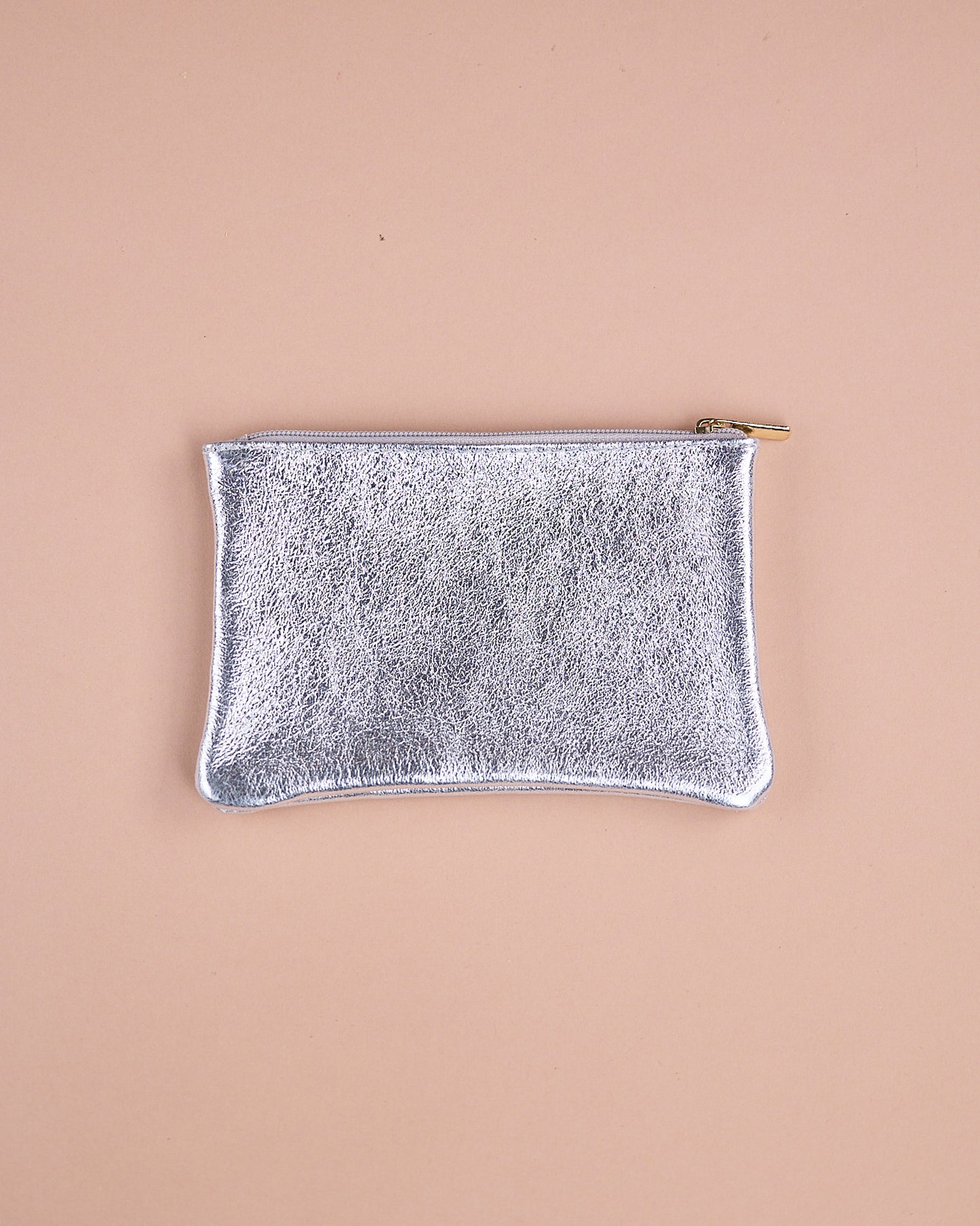 LEDERTASCHE METALLIC SILBER