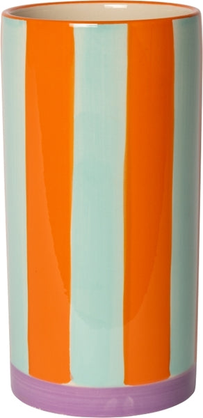 VASE MIT STREIFEN MINT/ORANGE/VIOLETT 20cm