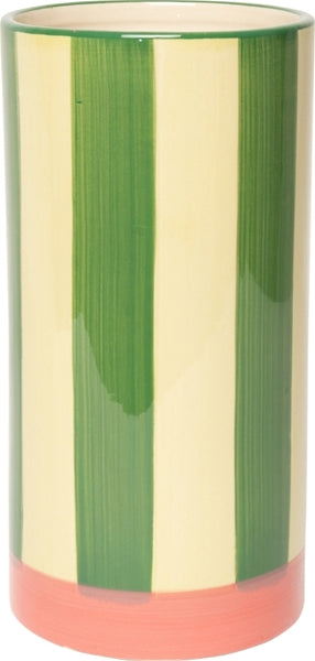 VASE MIT STREIFEN ROSA/GRÜN 20cm