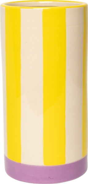 VASE MIT STREIFEN VIOLETT/GELB 20cm