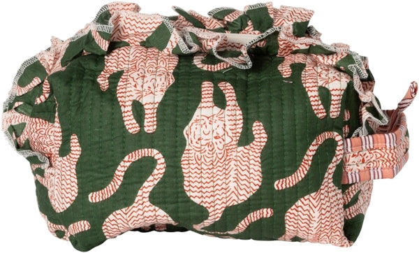 KOSMETIKTASCHE MIT FRANSEN GRÜN ROSA